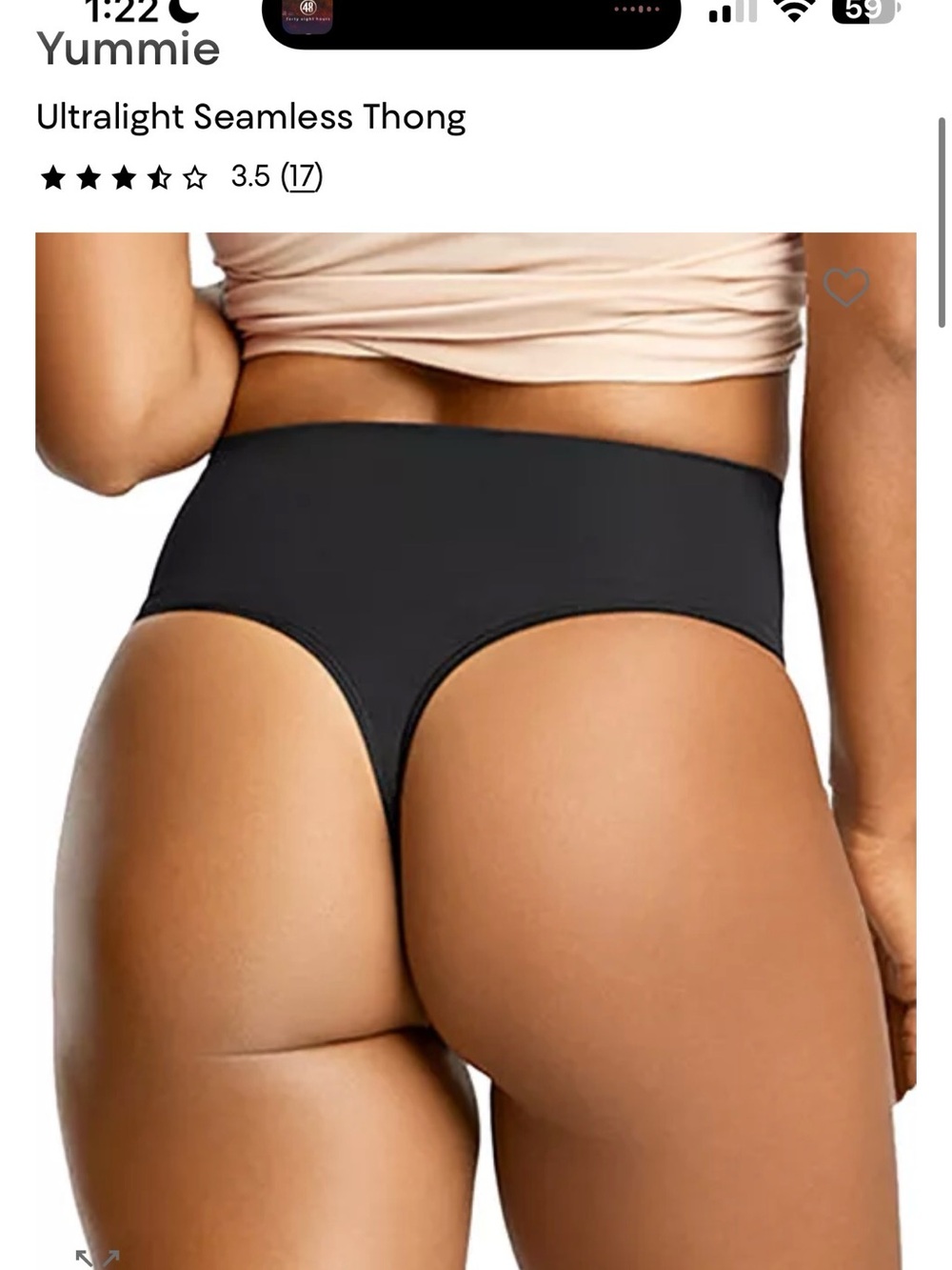 Yummie shaper thong black New with tags M/L